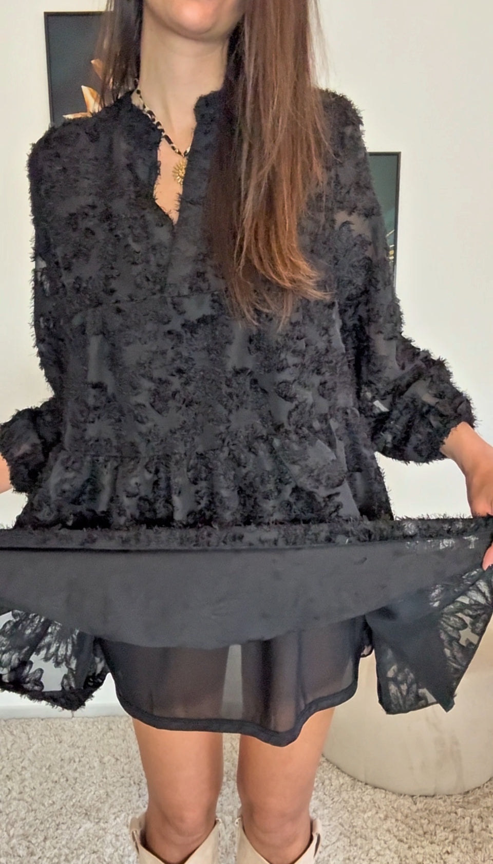 Robe KATIA (noir, écru, rose)