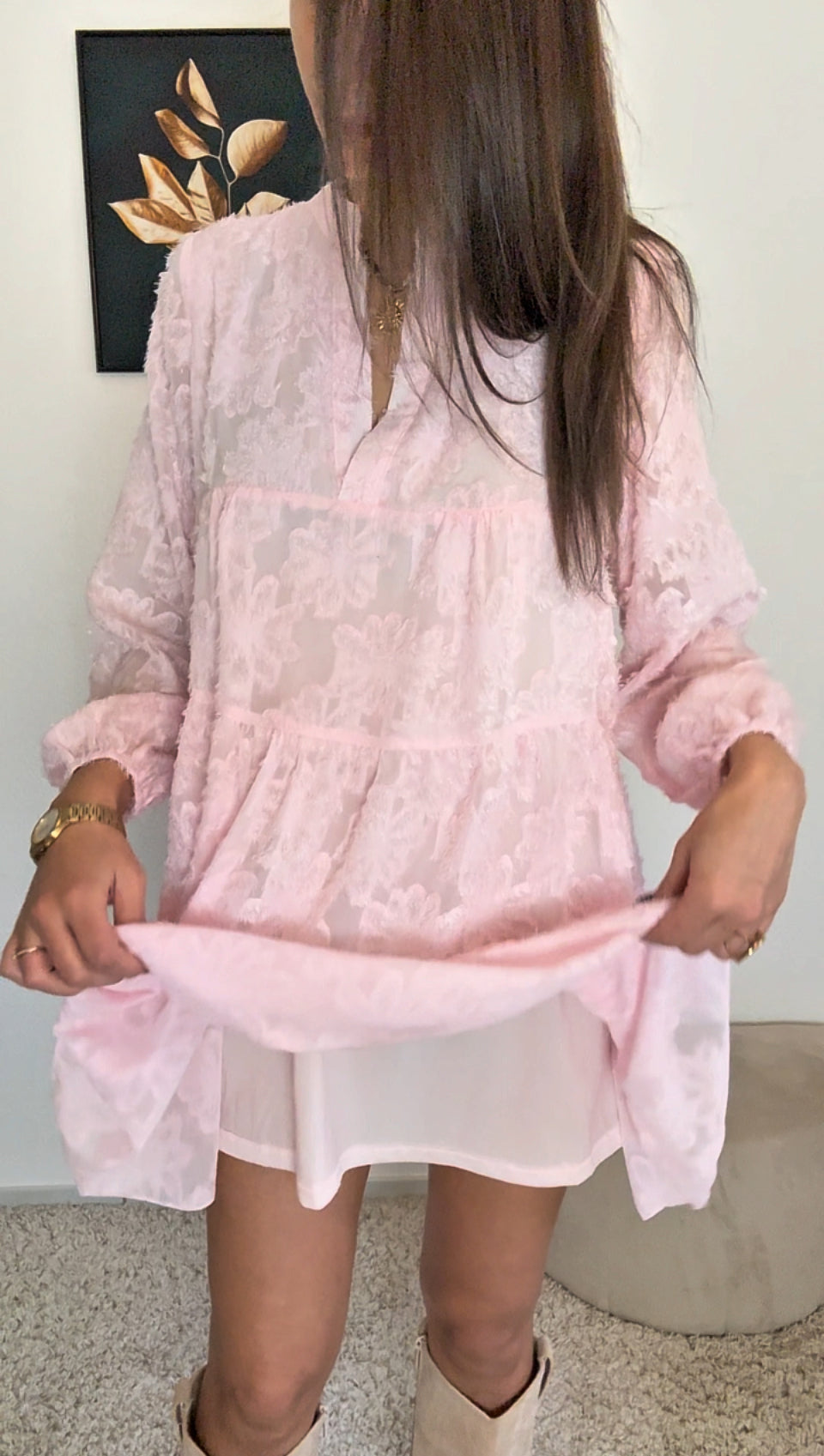 Robe KATIA (noir, écru, rose)