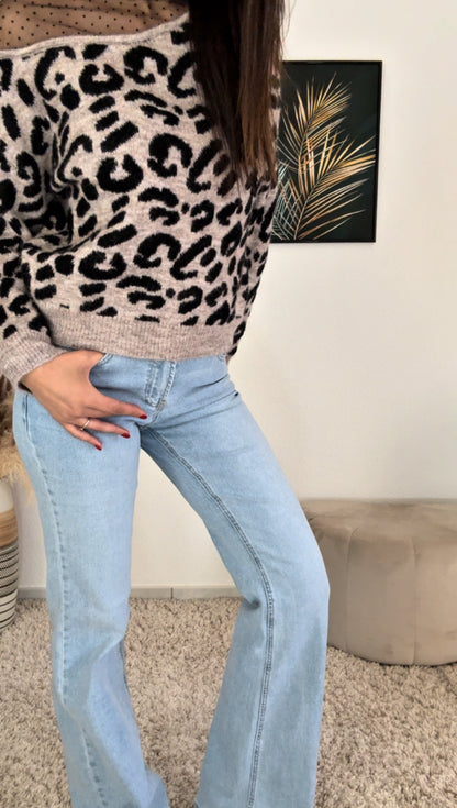 Pull CANDICE (écru, noir, léopard, rose, vert)