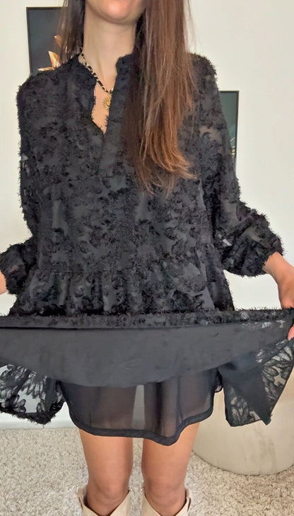 Robe KATIA (noir, écru, rose)