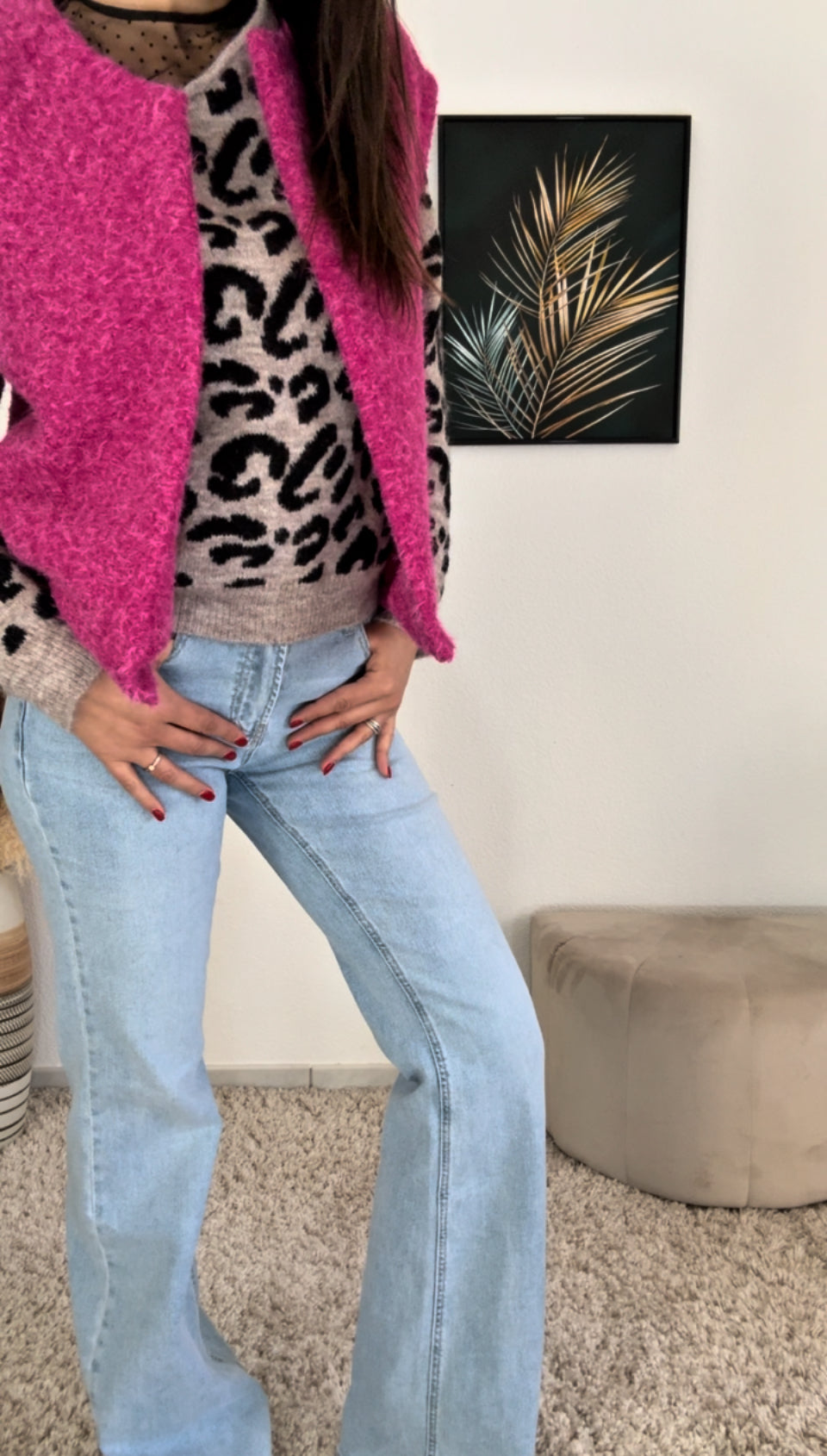 Pull CANDICE (écru, noir, léopard, rose, vert)