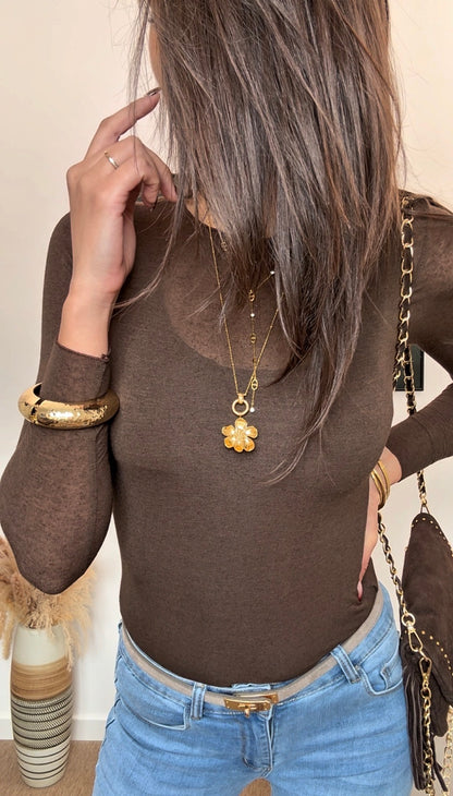 Top OPHELIE marron (cachemire) Le dernier