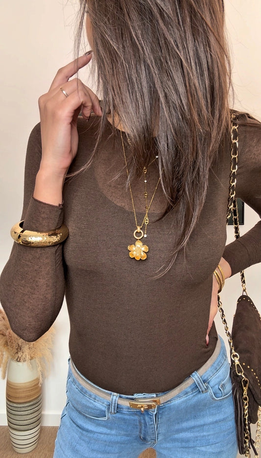 Top OPHELIE marron (cachemire) Le dernier