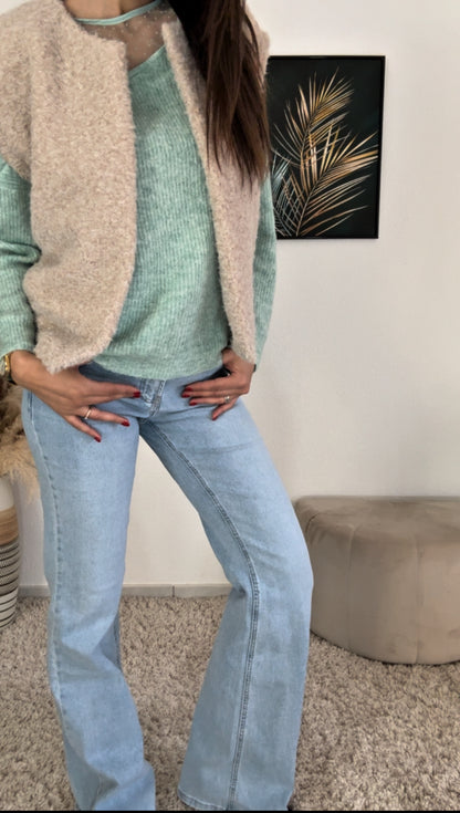 Pull CANDICE (écru, noir, léopard, rose, vert)