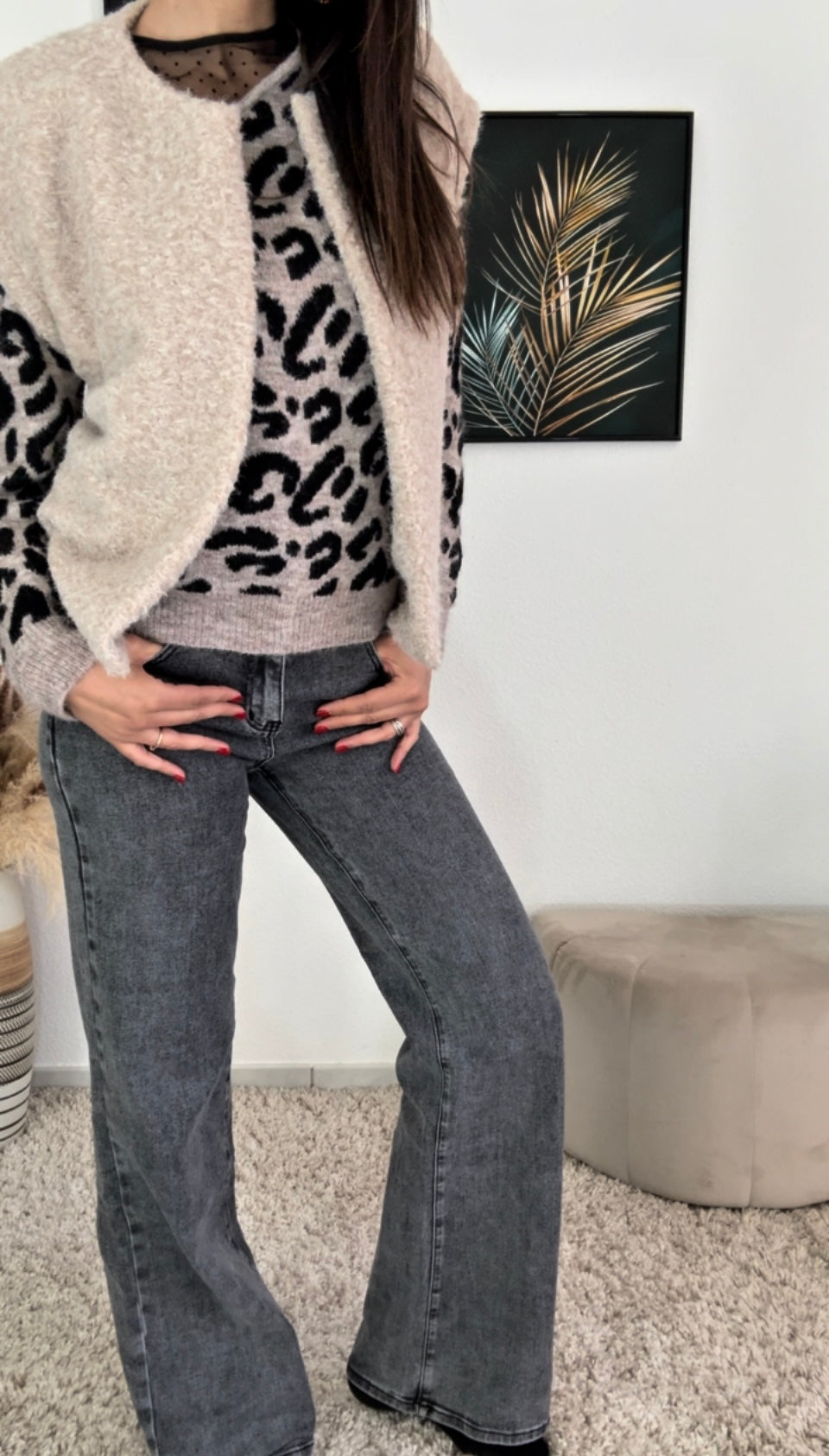 Pull CANDICE (écru, noir, léopard, rose, vert)