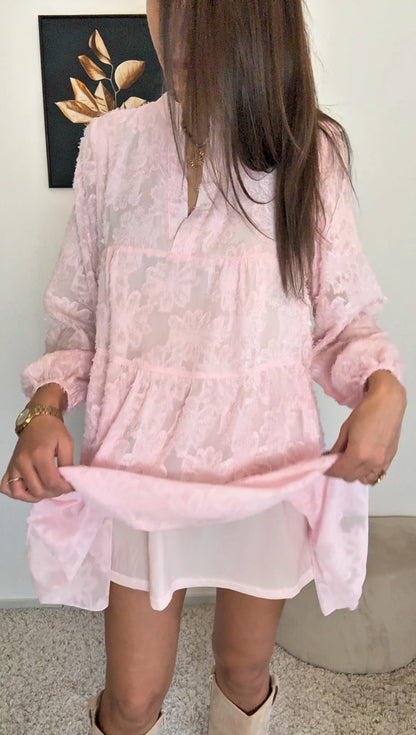 Robe KATIA (noir, écru, rose)