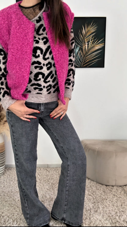 Pull CANDICE (écru, noir, léopard, rose, vert)